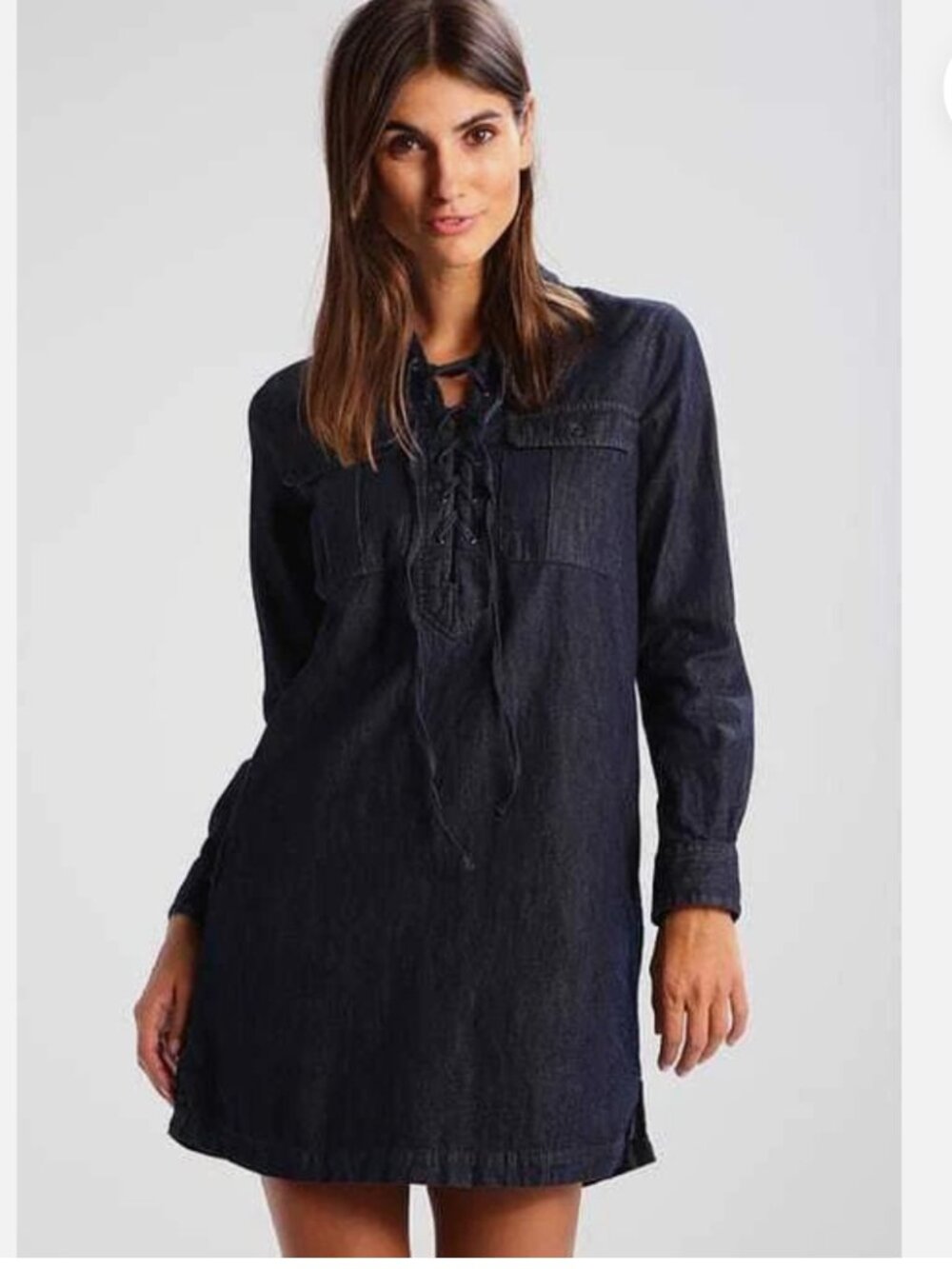 Denim and Supply Ralph Lauren Dark Denim Lace-up Mini Shirt Dress Small